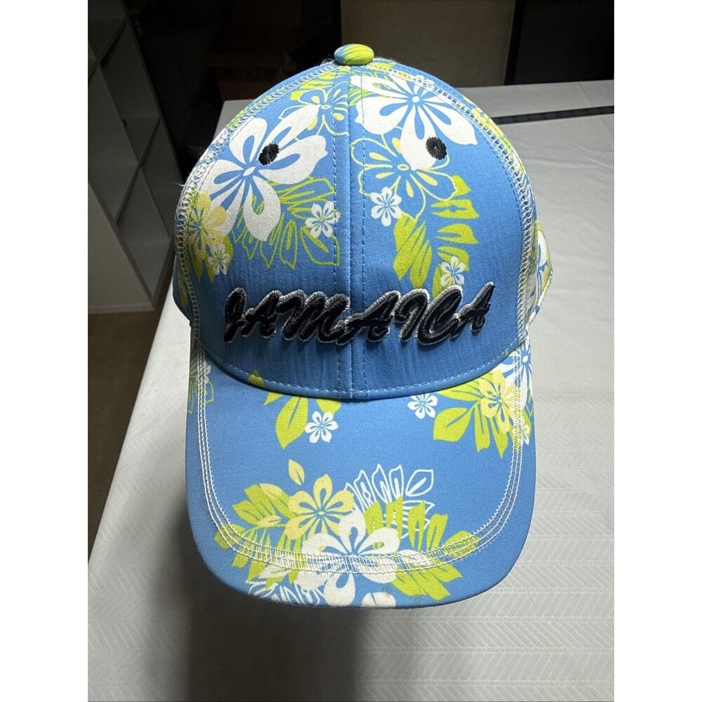 Jamaica Baseball Cap snapback Palm Tree Graphic Hat vacation embroidered blue